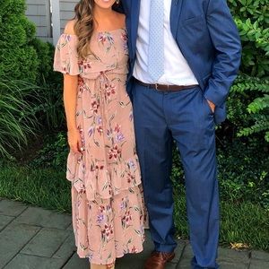 Blush Strapless Floral Dress